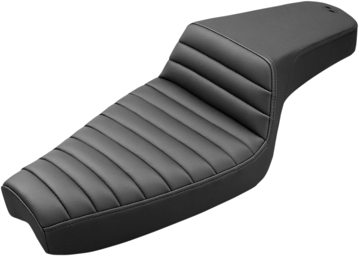 Black SADDLEMEN Step-Up Seat with front tuck-n-roll design for XL motorcycles, featuring durable upholstery and a sleek finish.