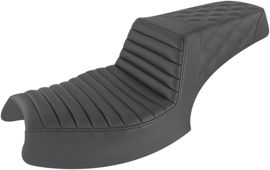 SADDLEMEN Step Up Seat - Front Tuck-n'-Roll/Rear Lattice - Black - Challenger I20-06-176 - Howling Moto