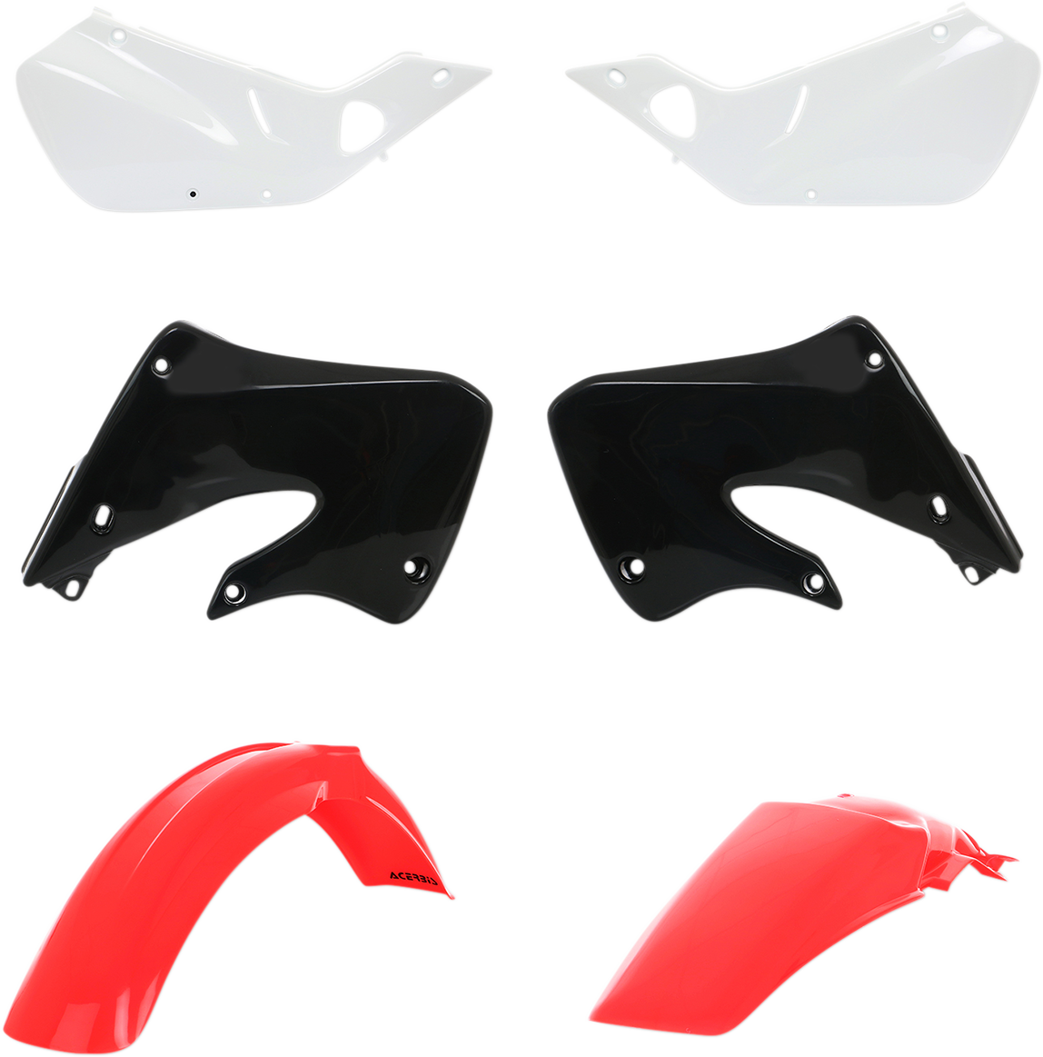 Acerbis standard replacement body kit for OEM '99 motorcycle, featuring body panels and components in a natural, detailed view.