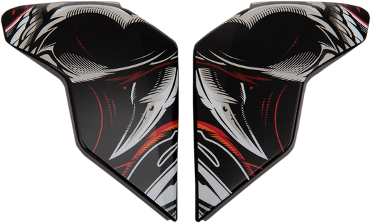 Orange ICON Airfliteâ„¢ side plates for helmets, Trumbull model, designed for Bill's Exhausts helmet parts, shown in the image.
