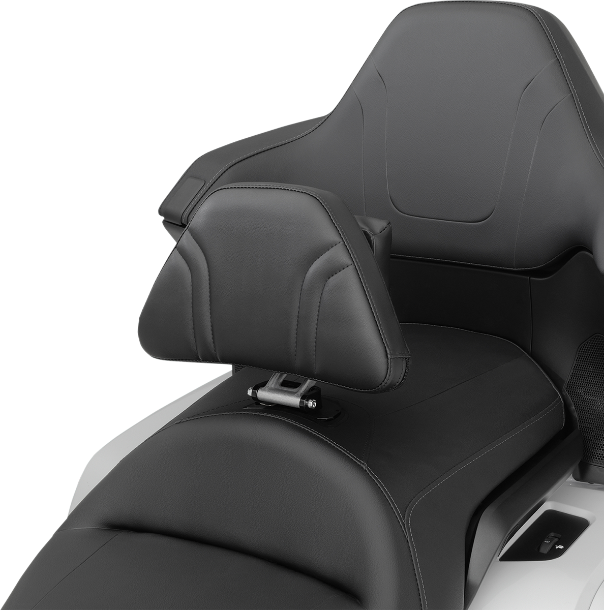 Bill's Exhausts Show Chrome Detachable Smart Mount Backrest for GL1800 engine, featuring a sleek chrome finish and secure mounting system.