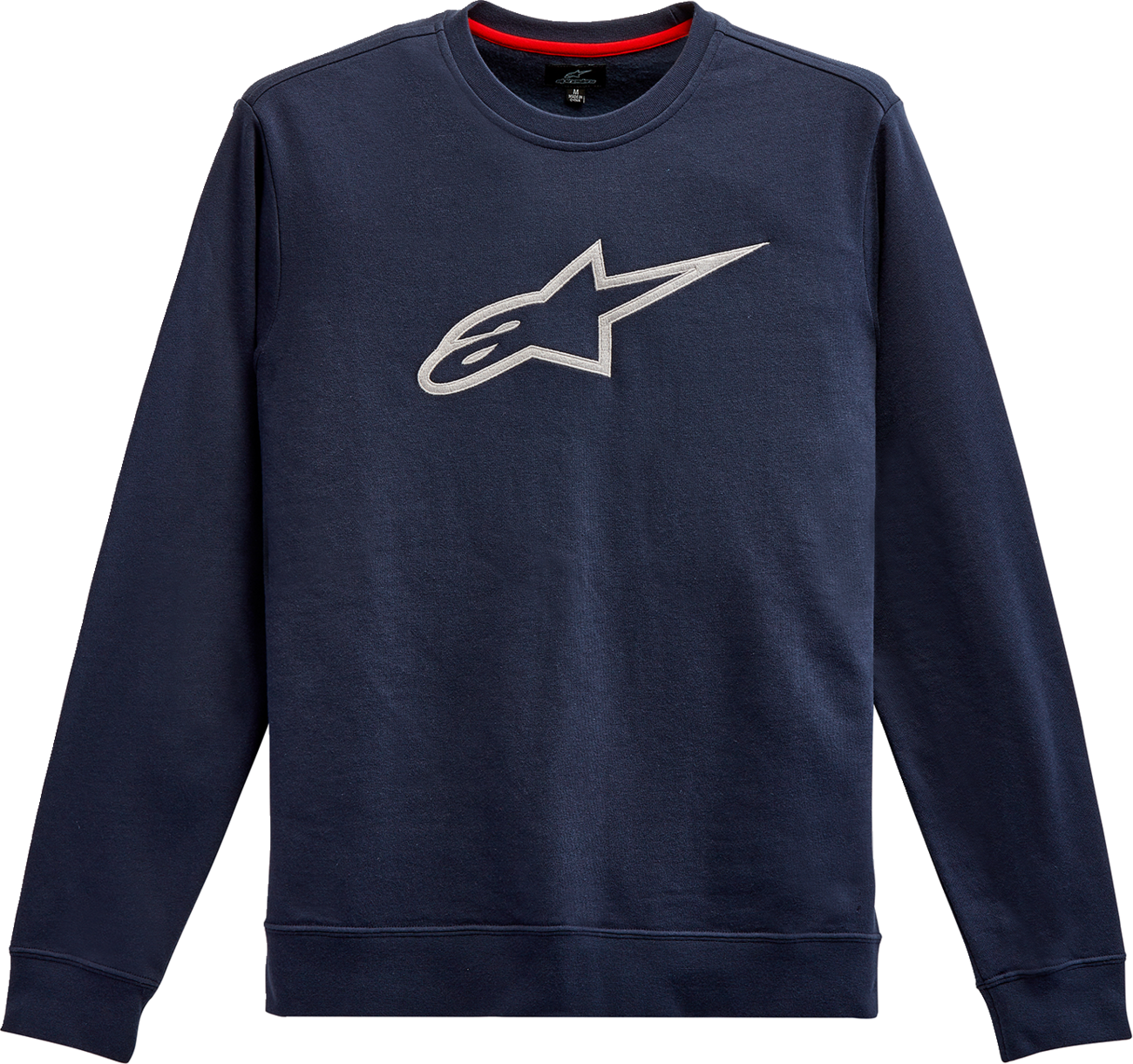 Navy and grey Alpinestars Ageless Crew Fleece, medium size, protective gear with comfortable fabric and stylish design.