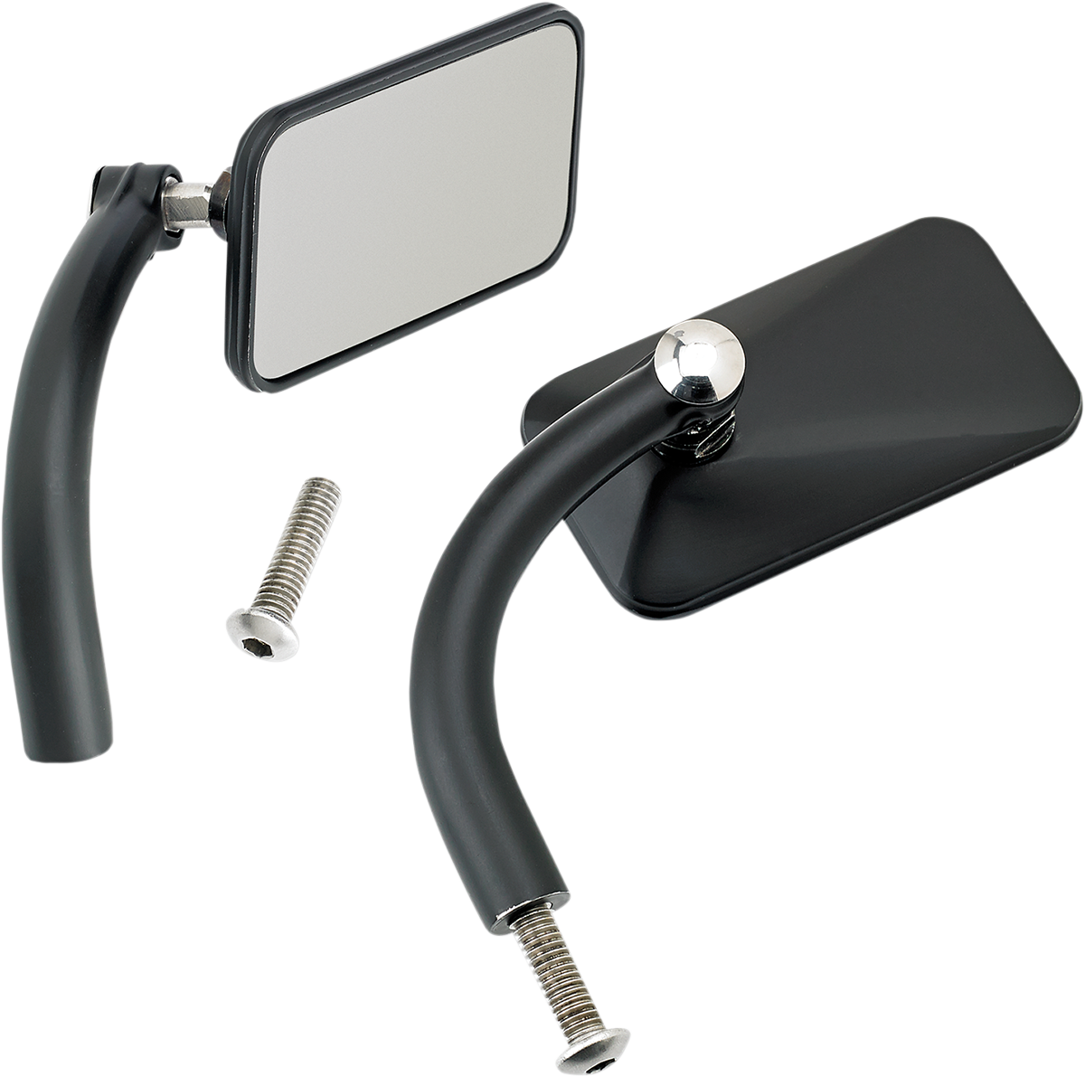Black BILTWELL Rectangular Mirrors by Bill's Exhausts, showing sleek rectangular shape and reflective surface.