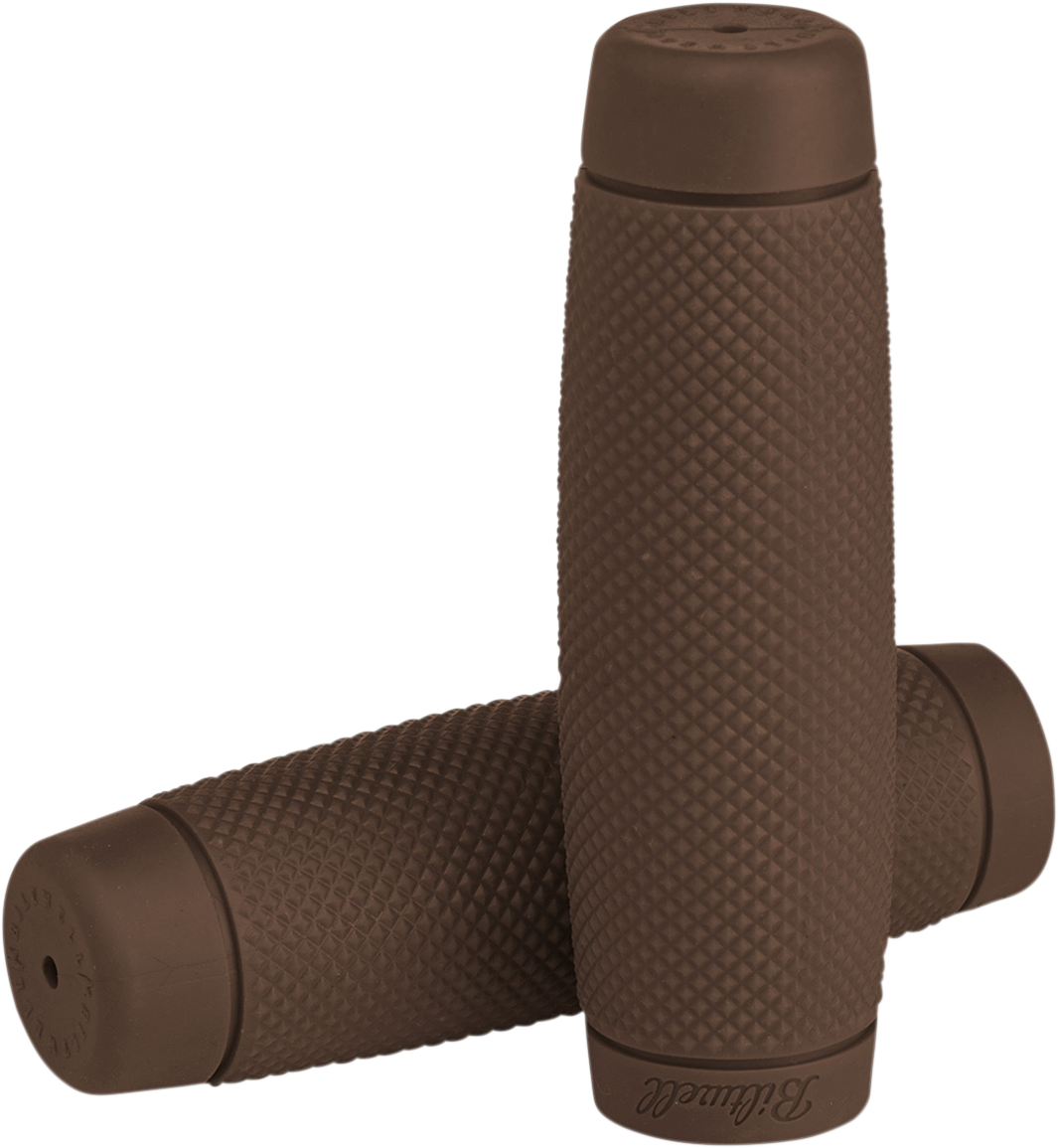 BILTWELL Recoil motorcycle grips in chocolate brown, 1-inch size, designed for handlebars, with textured rubber surface for grip.