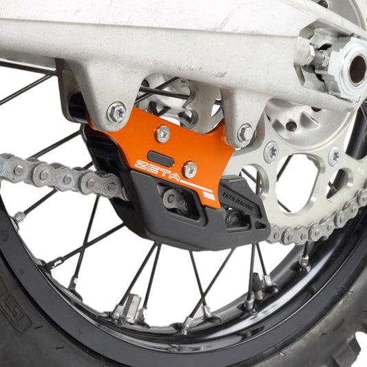 ZETA ZE82-1403 3D chain guide for KTM motorcycles, showing durable wear-resistant and impact-resistant design in black.