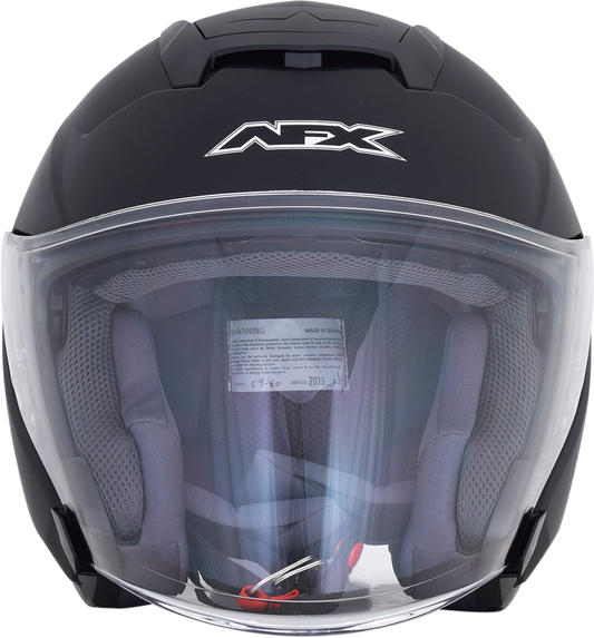 Matte black AFX FX-60 helmet in small size, featuring a sleek design and ventilation vents, by Bill's Exhausts.