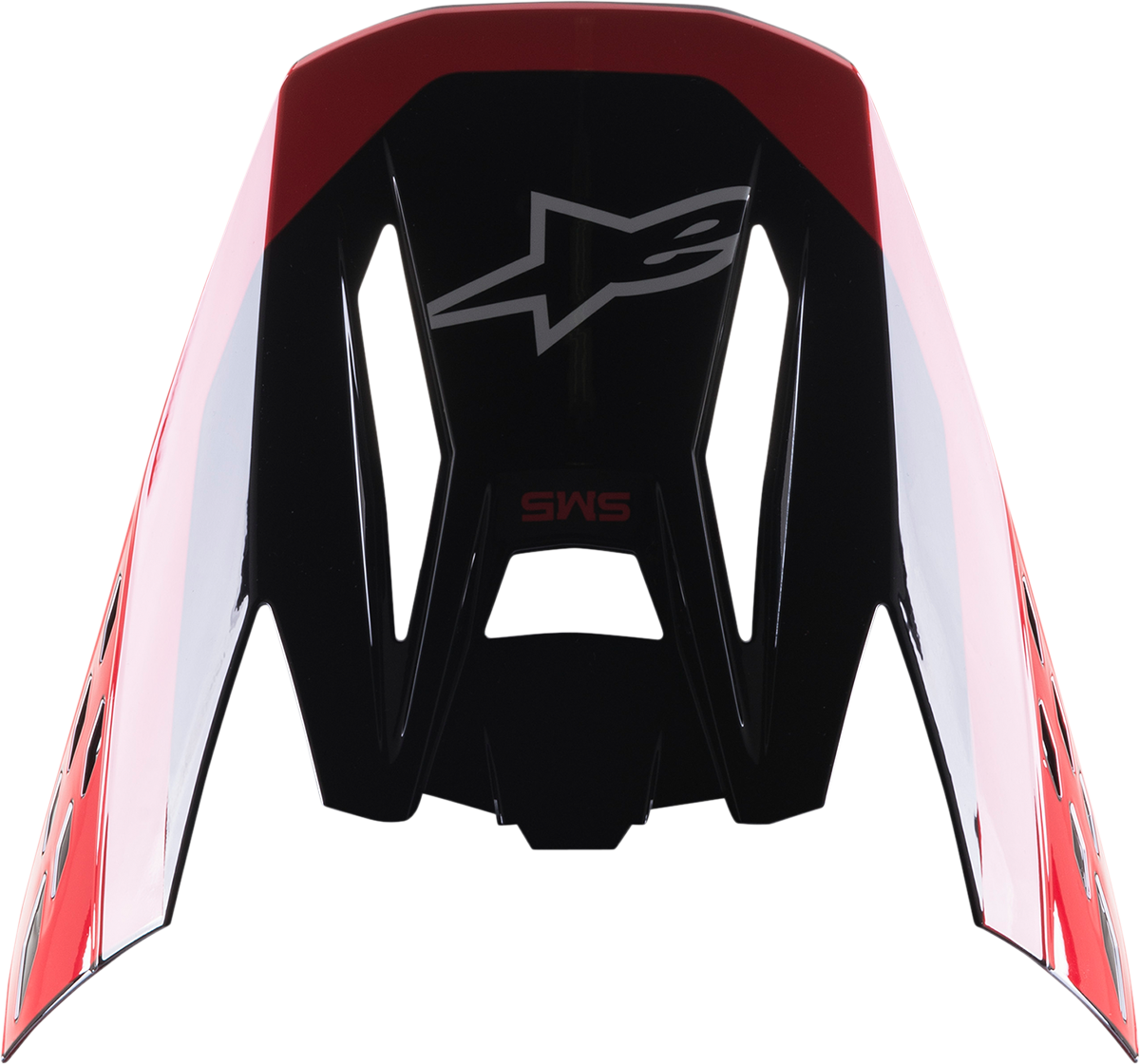 Alpinestars SM5 helmet visor in black, gray, and red with beam design, designed for motorcycle helmets.