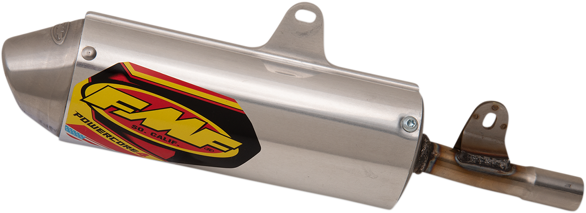 FMF Mini PowerCore 4 slip-on muffler for CRF125F 2019+ motorcycle, featuring compact design and high-performance exhaust system.
