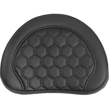 Bill's Exhausts SADDLEMEN RoadSofa™ sissy bar pad in honeycomb black stitching, designed for motorcycle sissy bars, with cushioned surface.