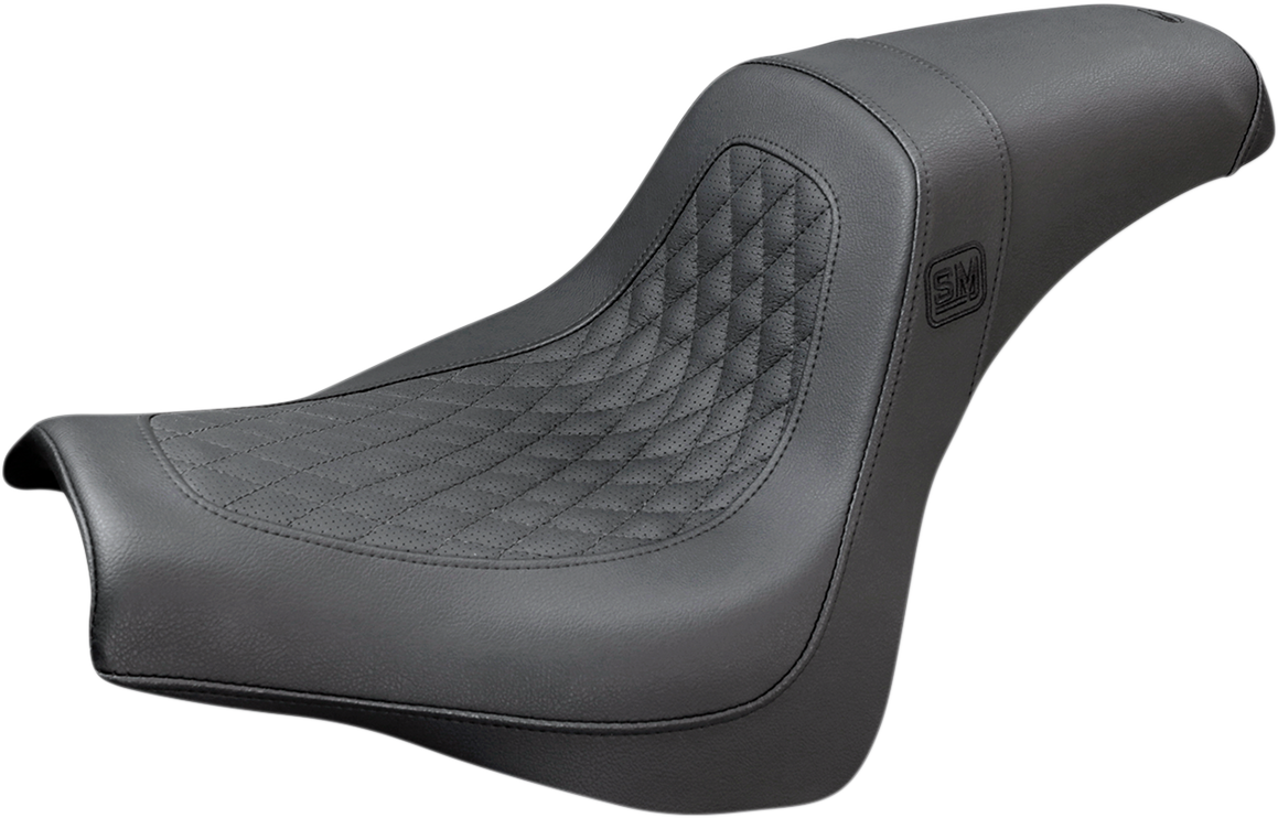 Black SADDLEMEN Speed Merchant Pro Series motorcycle seat for FXFB models, slim design, durable seat for Harley-Davidson bikes.