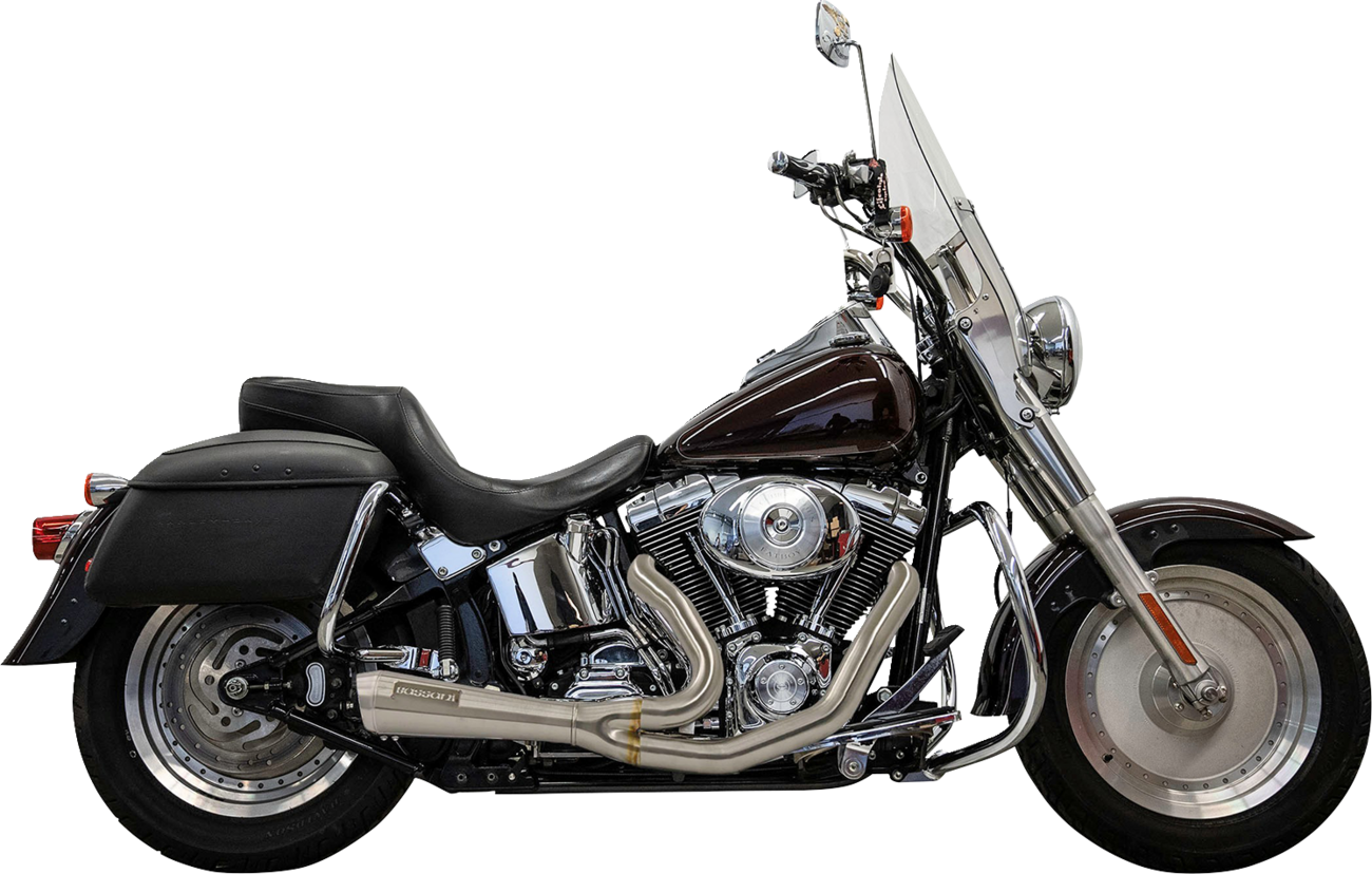 Bassani Xhaust 2-into-1 Ripper exhaust system for Softail Twin Cams with short black finish, part number 1S6B.