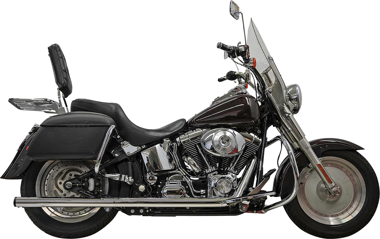 Chrome Bassani Xhaust 1S98P true dual drag pipe exhaust system for Harley Twin Cam and Softail motorcycles.
