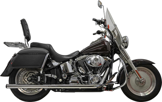 Chrome Bassani Xhaust 1S98P true dual drag pipe exhaust system for Harley Twin Cam and Softail motorcycles.