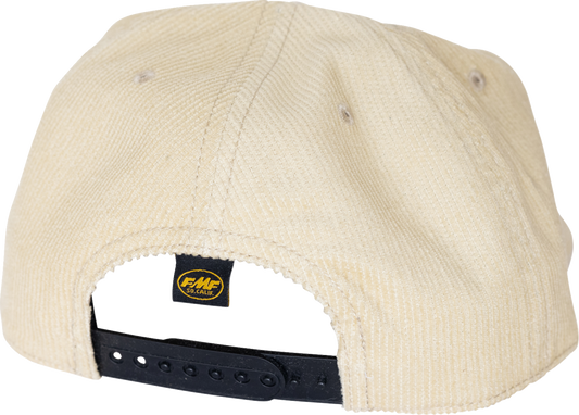 FMF Blue Collar Hat - Cream SP25196909CRM with 5-Panel Trucker Design and Embroidered FMF Logo