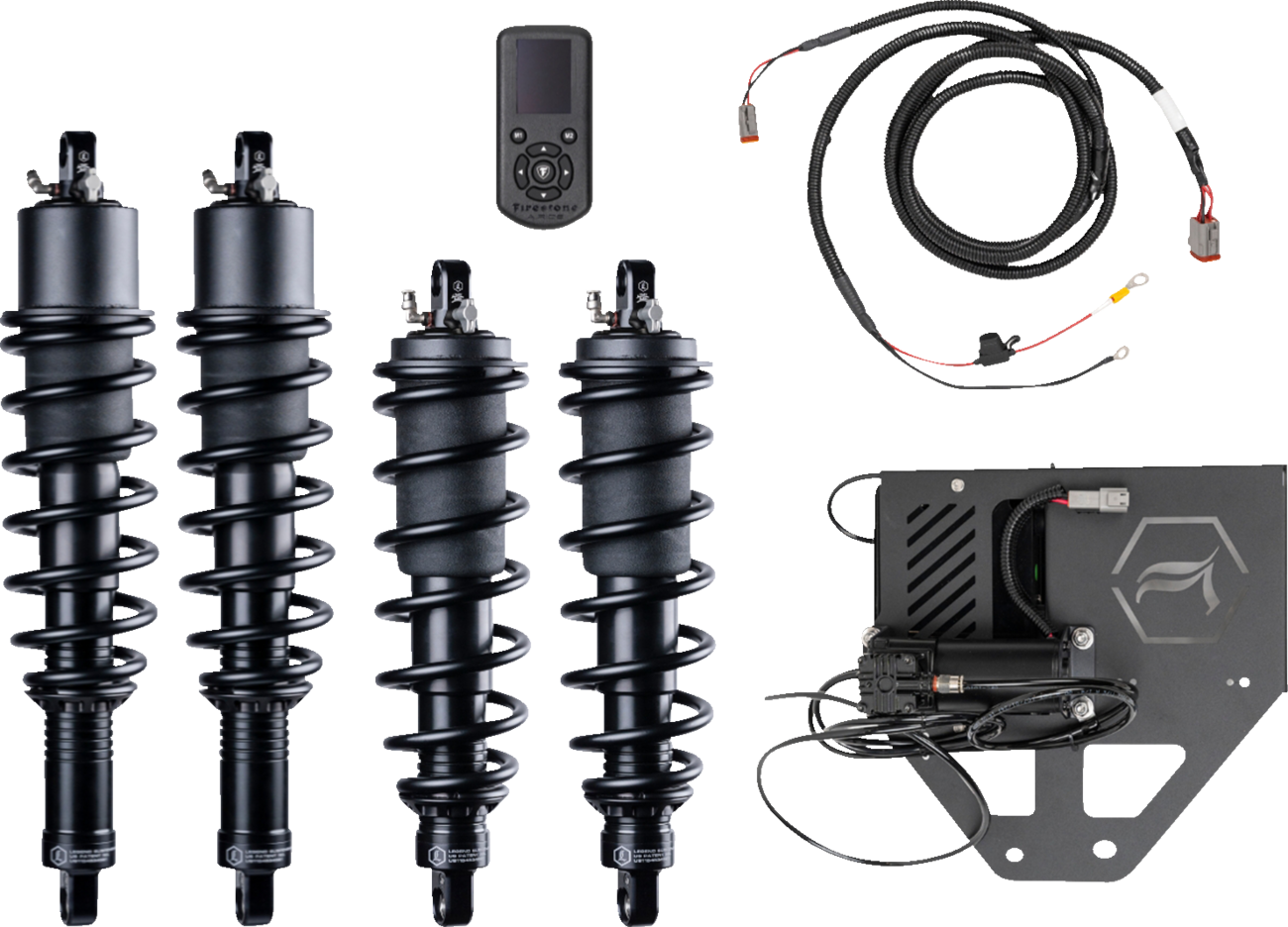 Legend Suspension Revo ATS adjustable air-assisted coil suspension system for Utility UTVs, showcasing components and setup.