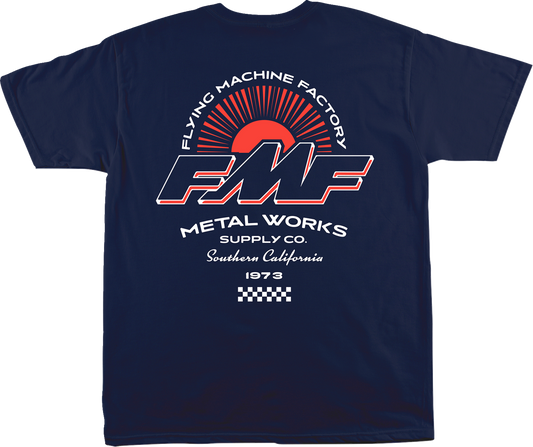 FMF Brighter Days T-Shirt in navy, 2XL, soft spun cotton with graphic back print, casual men's graphic tee.