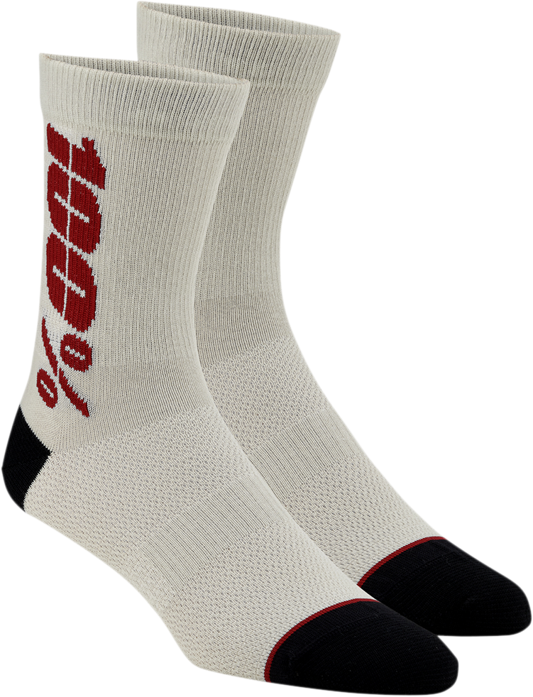 Bill's Exhausts 100% Rhythm Socks in silver and cherry, large/XL size with stylish design visible in the image.
