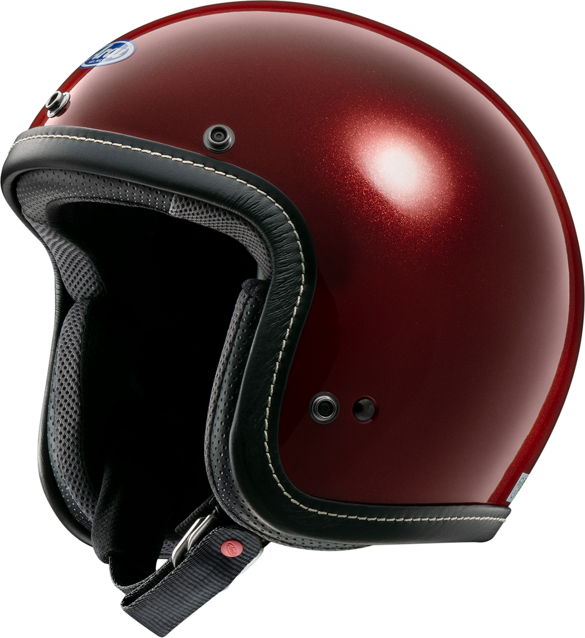Arai Helmets Classic-V helmet in metallic red with a smooth finish, medium size, featuring a full-face design and sleek styling.