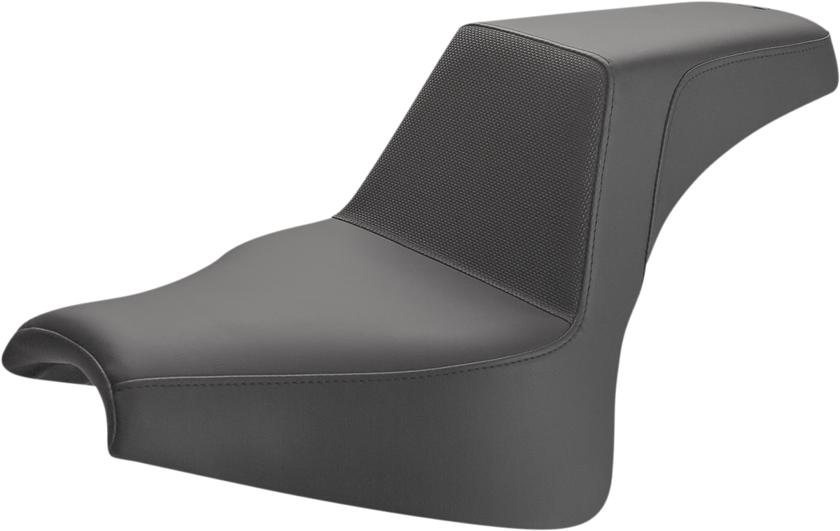 Black SADDLEMEN Step-Up Seat with gripper surface for bikes, designed for comfort and grip, by Bill's Exhausts.