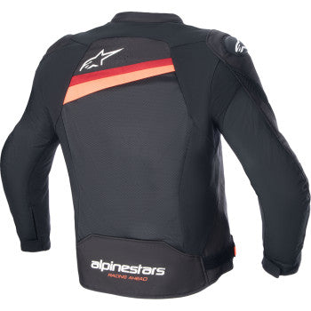 Alpinestars T-GP Plus R v4 Airflow motorcycle jacket in black and red fluo, 2XL, with protective armor and ventilation features.