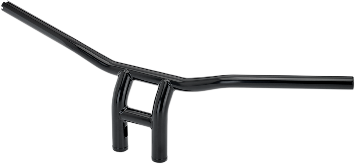 Black BILTWELL Tyson XL pullback handlebar for motorcycles, 8-inch wide, designed for comfortable riding and precise control.