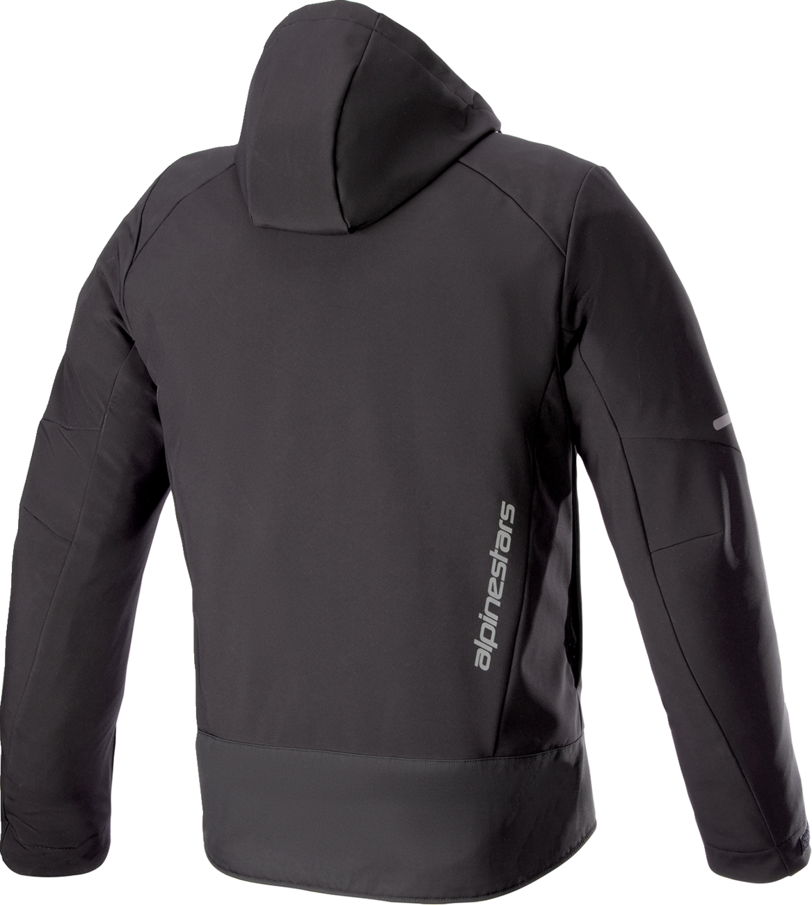 Black ALPINESTARS Neo Waterproof Jacket in small size, featuring waterproof fabric and jacket design, shown on a hanger.