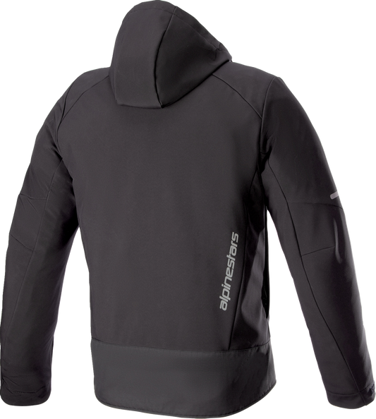 Alpinestars Neo Waterproof Jacket in black, 2XL, shown with front view, featuring waterproof material and sporty design.