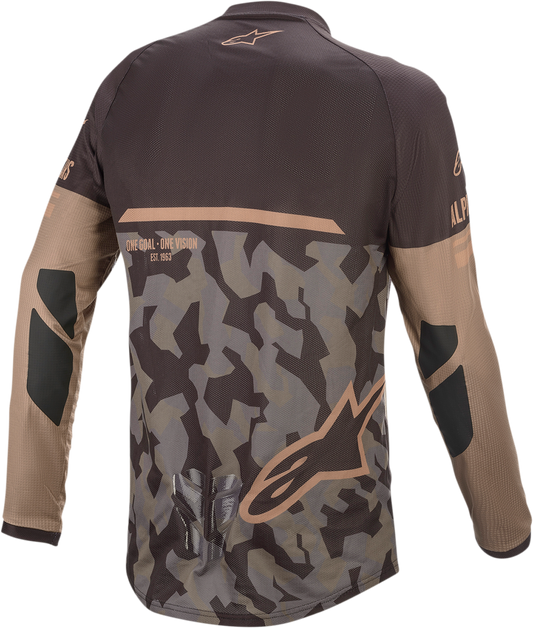 Alpinestars Venture-R jersey in camo and sand, medium size, featuring breathable fabric and motocross-inspired design.
