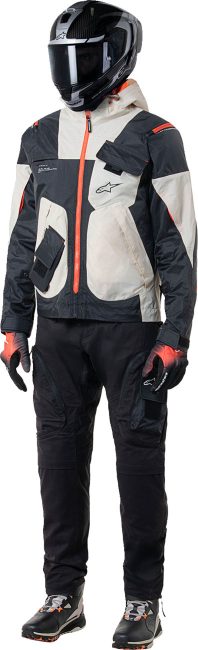 Alpinestars Mogress Air Jacket in 3XL, black, almond, and hot orange with impact protections and ventilation features.