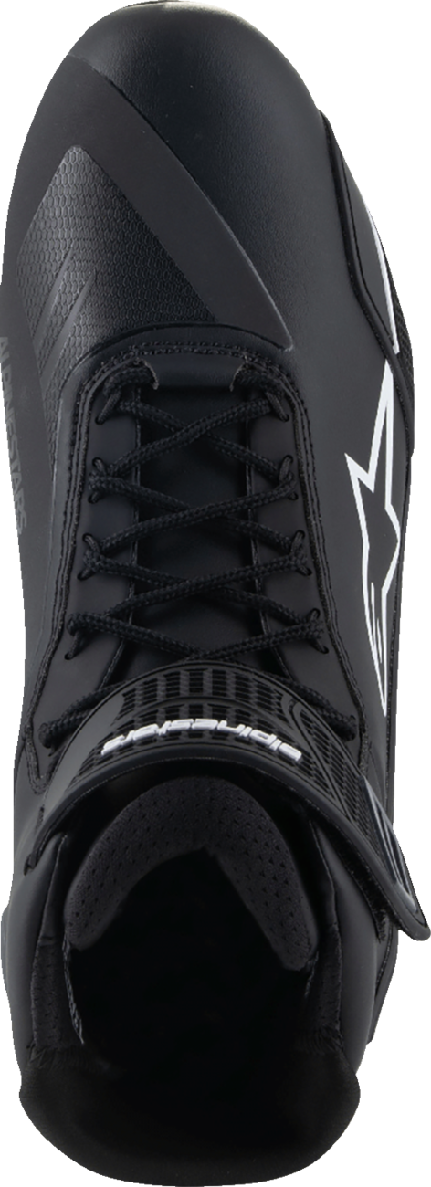 Alpinestars Faster-4 Road Cycling Shoes in black and white, US size 13.5, featuring breathable mesh and secure strap closures.
