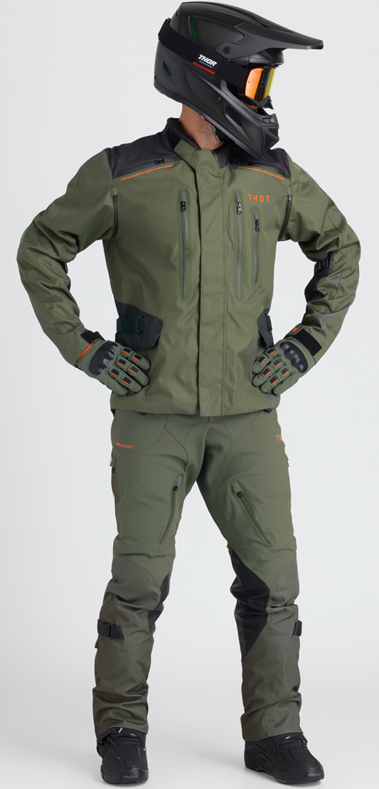 THOR THOR Range Motorcycle Jacket in Army/Orange, 2XL, waterproof and breathable outerwear with high-visibility design
