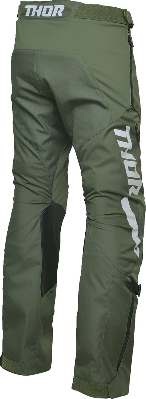 THOR Terrain over-the-boot pants in army/charcoal, US size 46, featuring durable fabric and tactical design.