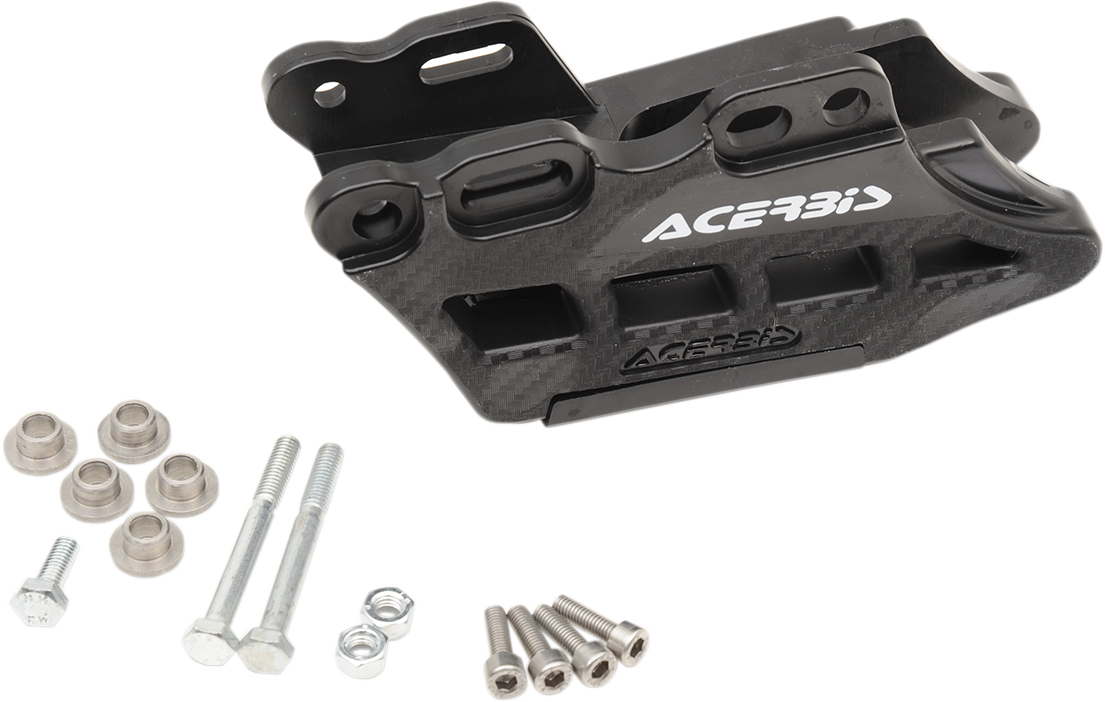 A black Acerbis complete chain guide block for Suzuki motorcycles, designed to protect and guide the chain.