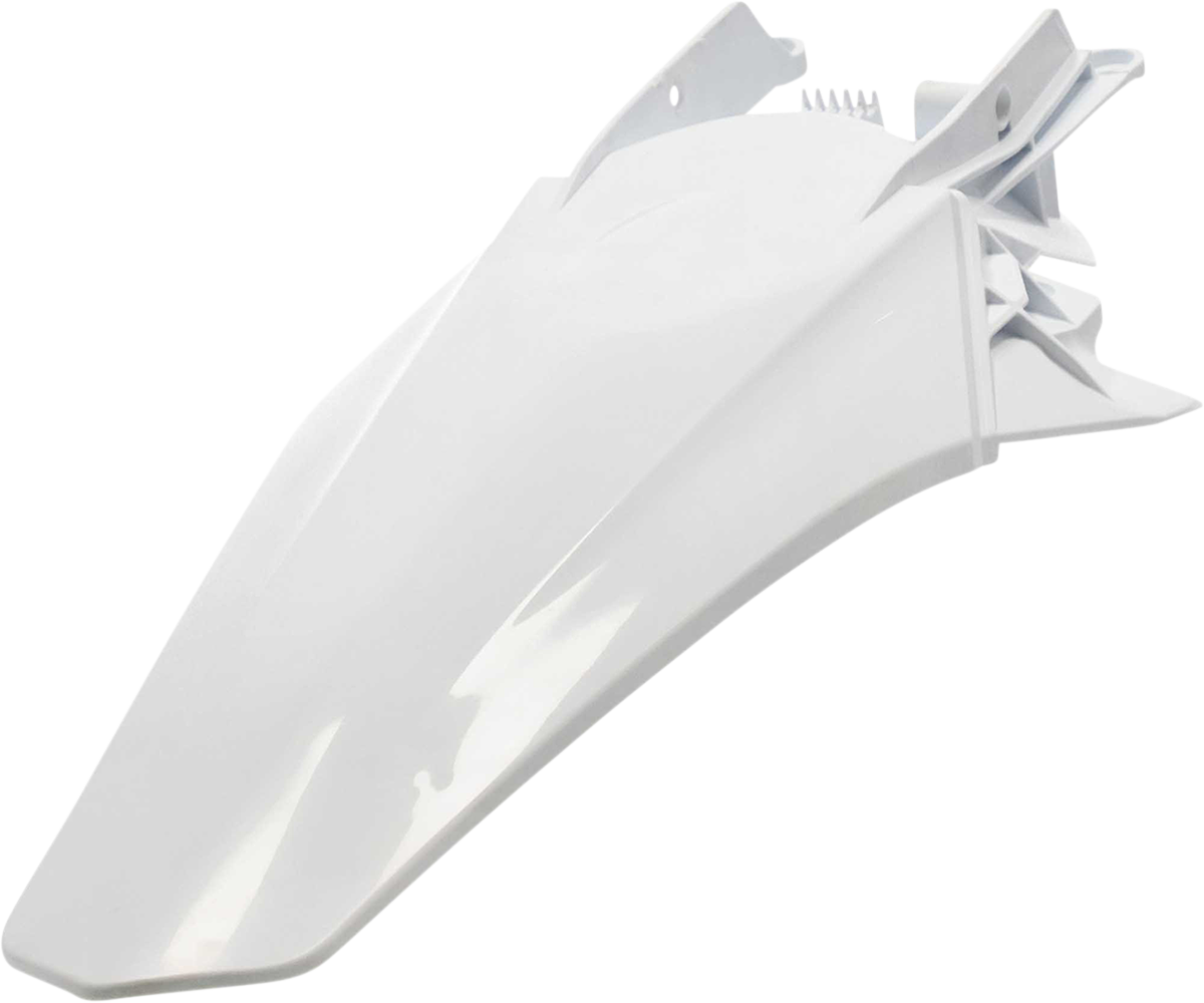 White ACERBIS rear fender for motorcycles, designed as a durable body part with sleek finish.
