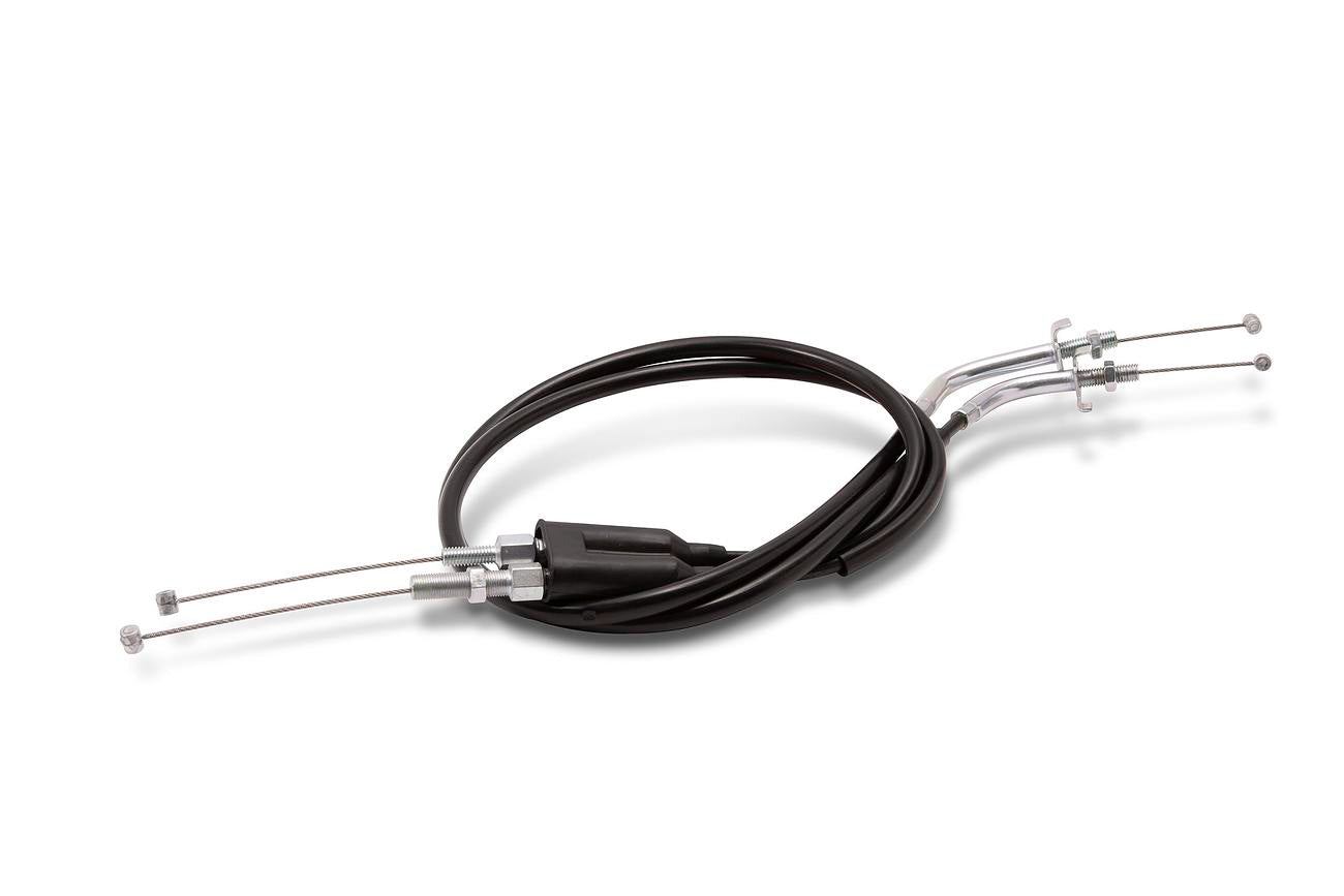 Black vinyl motorcycle throttle cable by MOTION PRO, model 02-0619, designed for smooth control and precise throttle operation.