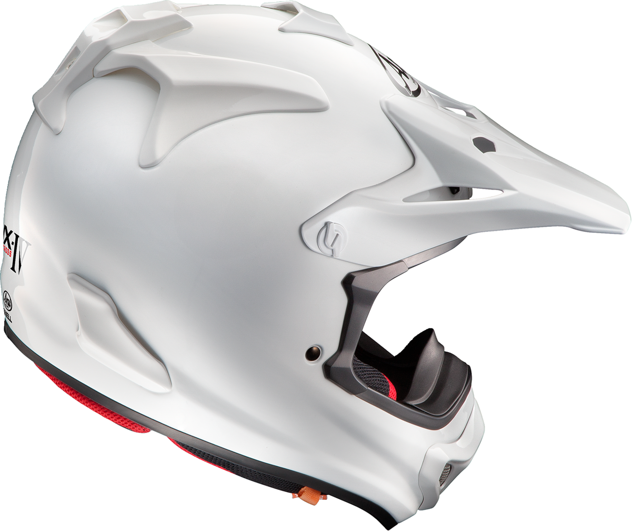 Arai Helmets VX-Pro4 large white motorcycle helmet with aerodynamic design and advanced protective features.