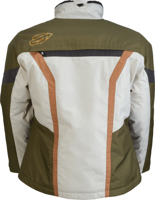 ARCTIVA Women's Pivot 8 insulated waterproof jacket in green and tan, size large, outdoor winter coat with warm insulation.