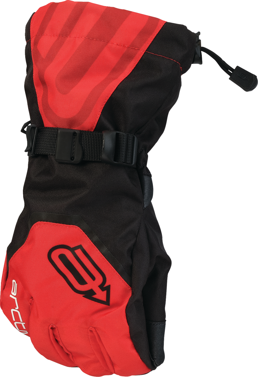 ARCTIVA Pivot 8 waterproof ski gloves in red and black with insulated 3M Thinsulate and Clarino palm, small size.