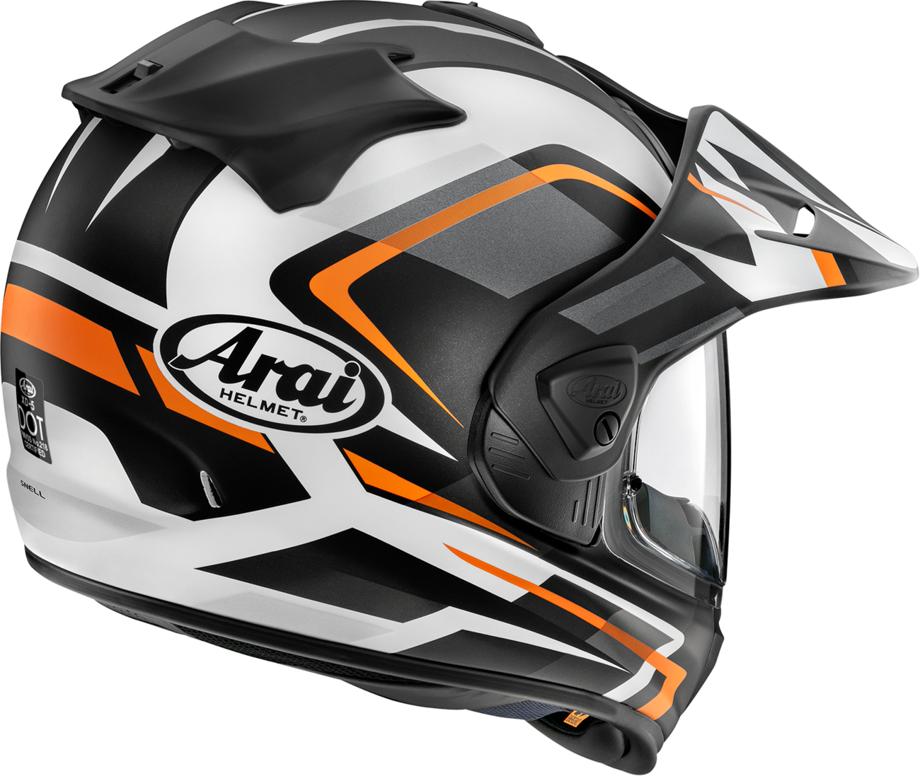 ARAİ XD-5 Discovery motorcycle helmet in orange frost with medium size, featuring a sleek design and ventilation openings.