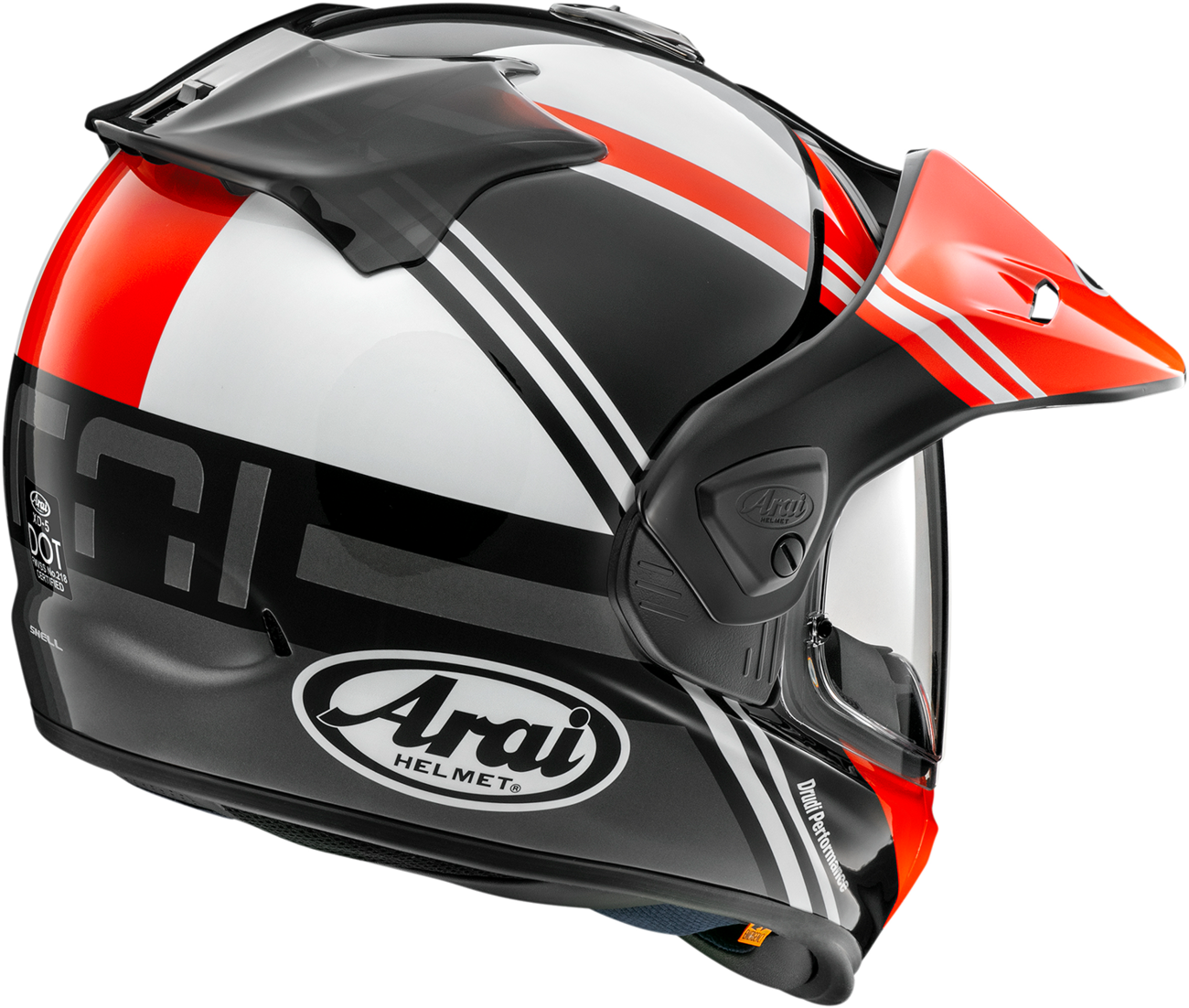 Arai helmets XD-5 Cosmic Red motorcycle helmet front view with large size and sleek design.