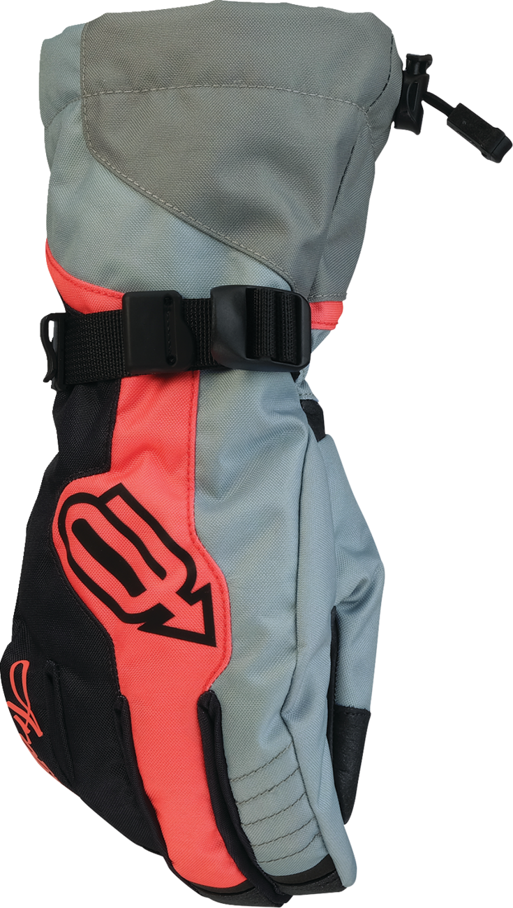 ARCTIVA Women's Pivot 8 ski gloves in gray and coral, large waterproof insulated gloves with 3M Thinsulate and breathable membrane