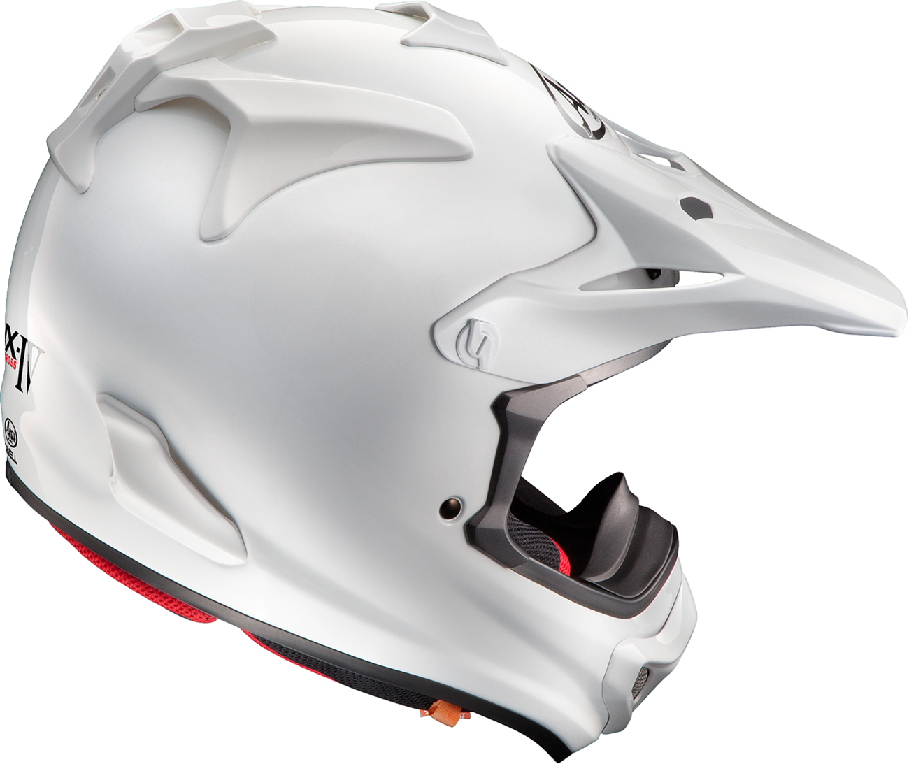 White ARAI VX-Pro4 helmet in XS size, showcasing advanced protection and comfort features for motorcycle riders.