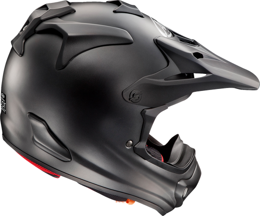 Arai VX-Pro4 motorcycle helmet in Black Frost color, medium size, featuring aerodynamic design and secure chin strap.