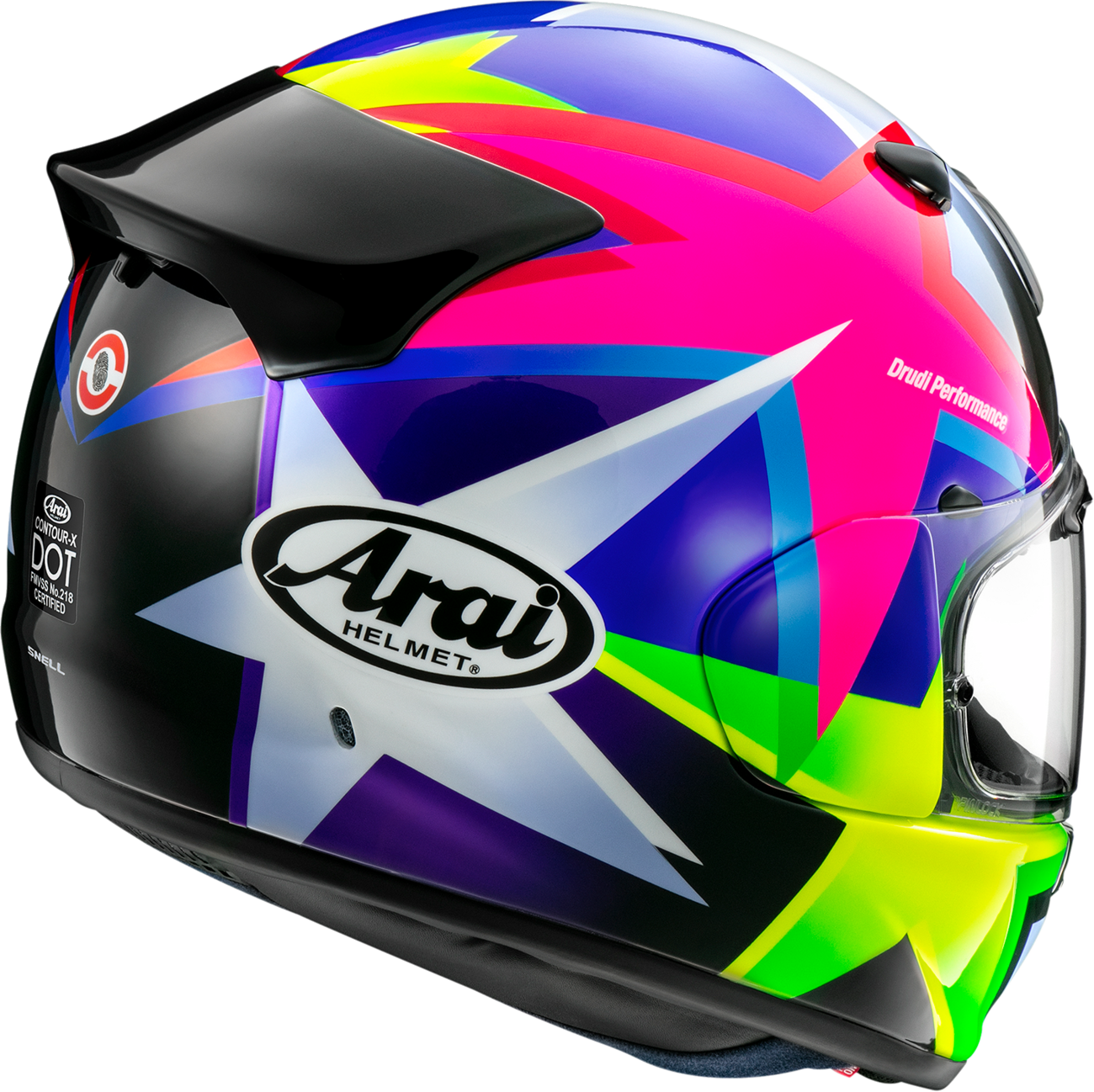 Arai Contour-X Star helmet XL in silver with black accents, featuring aerodynamic design and clear visor.