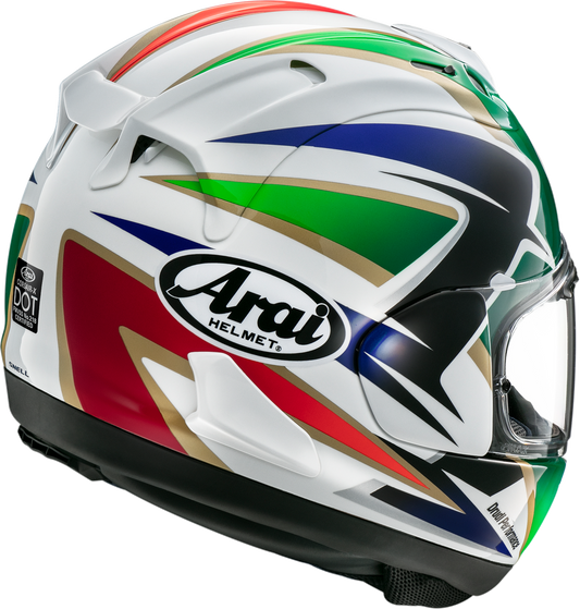 Arai Corsair-X motorcycle helmet in Cadalora Restyle design, small size, with clear visor and aerodynamic vents.