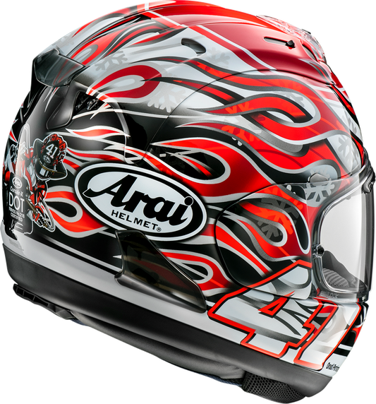 ARAÏ HELMETS Corsair-X Haga GP motorcycle helmet with VAS shield, advanced ventilation, and aerodynamic design.