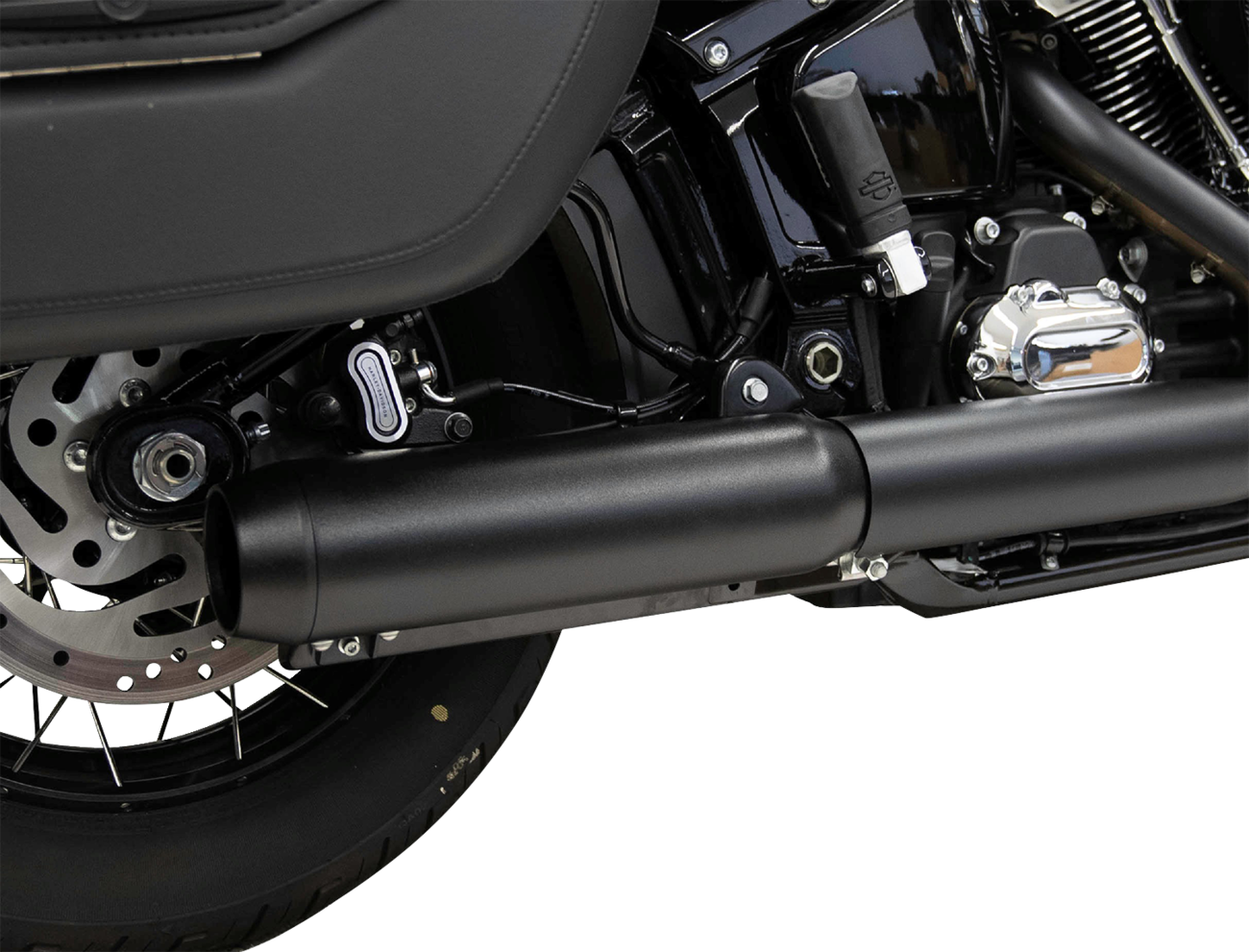Black Bassani Xhaust 4-inch slip-on muffler with 2.5 x 10 inch baffle core, designed for 49-state compliance.