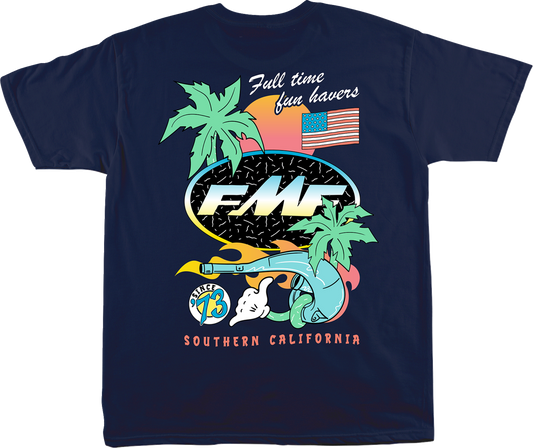 FMF Day-Glo Navy T-shirt in medium size, featuring bright neon color and casual fit, displayed on a plain background.