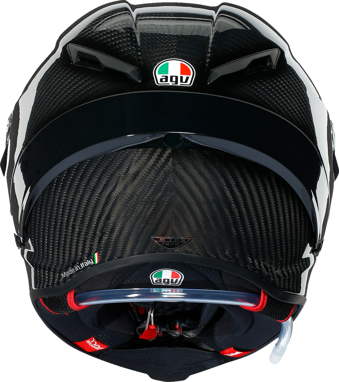 AGV Pista GP RR helmet in glossy carbon finish with FIM and ECE certification, designed for high-performance motorcycle racing.