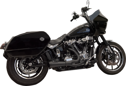 BASSANI XHAUST 2-into-1 Ripper exhaust system with megaphone muffler for Harley M8 Softail in short black finish.